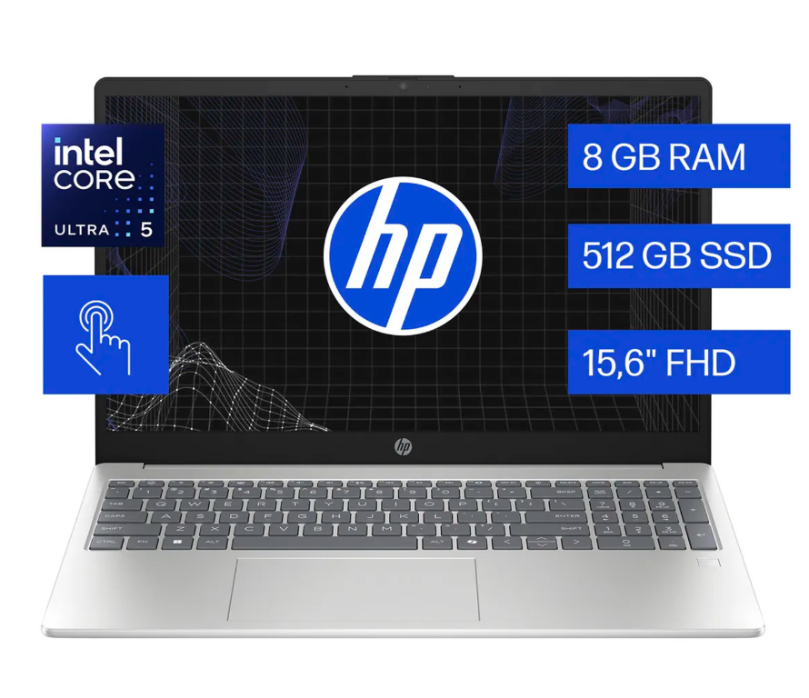 Laptops | HP BZ1W9UA-ROW — Laptop 15-FD0154WM, 15.6" 1920x1080 Full HD Táctil, Intel Core Ultra 5 125H, 8GB, 512GB SSD, Windows 11 Home, Inglés