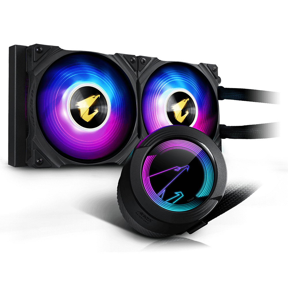 Enfriamiento Líquido | GIGABYTE GP-AORUS WATERFORCE 240 — WATERFORCE 240 Enfriamiento Líquido para CPU, 2x 120mm, hasta 2150RPM, Negro