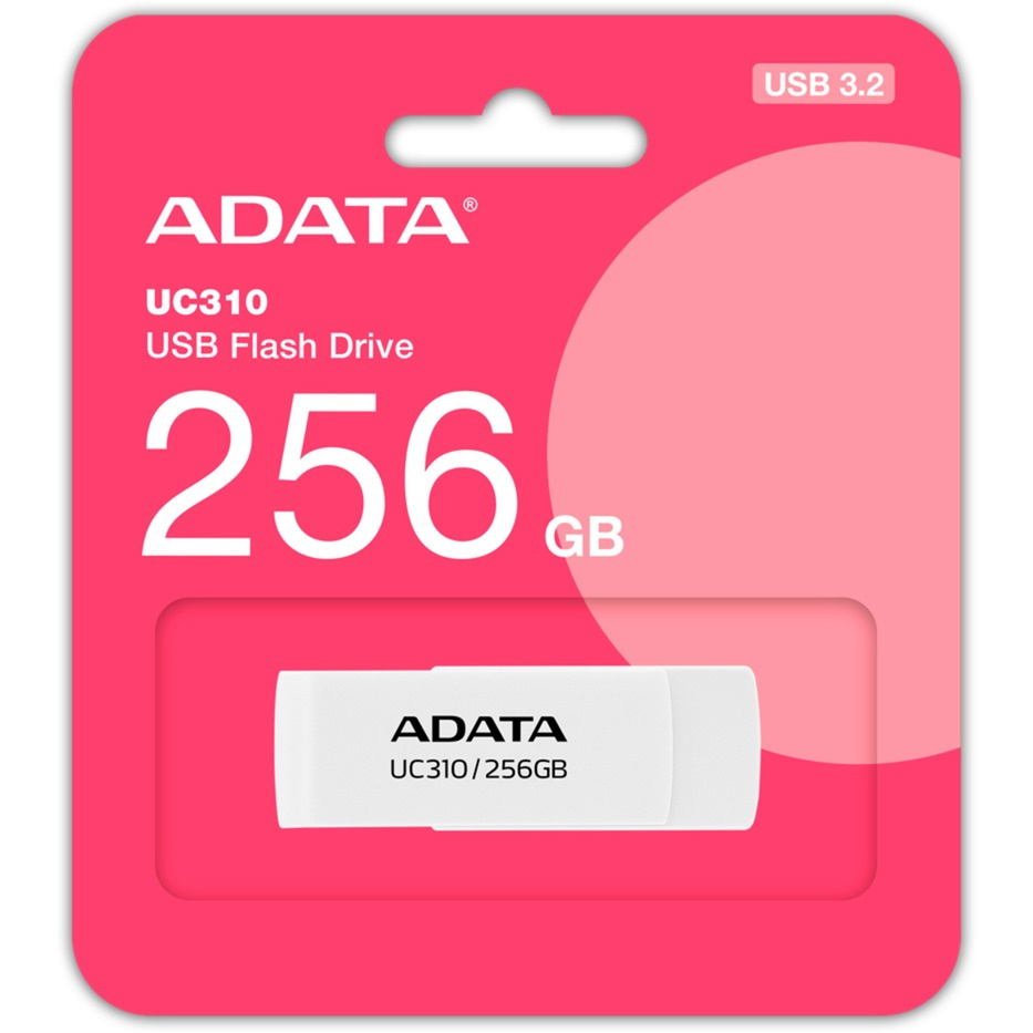 Memorias USB | ADATA UC310-256G-RWH — Memoria USB UC310, 256GB, USB 3.2, Lectura 100 MB/s, Blanco