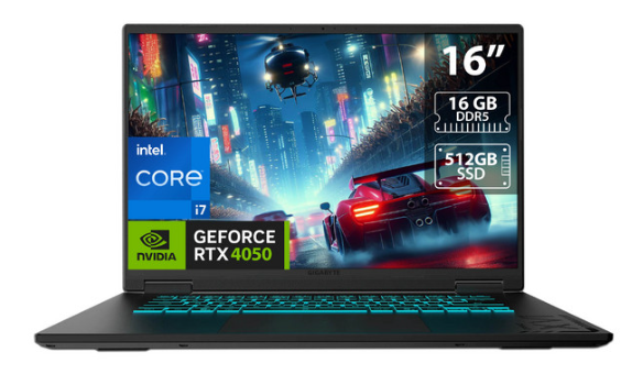 Laptops | GIGABYTE A16 CMHI2US893SH-ROW — Laptop Gamer Gaming A16, 16" 1920x1200, Intel Core i7-13620H, NVIDIA GeForce RTX 4050, 16GB, 512GB SSD, Windows 11 Home, Inglés