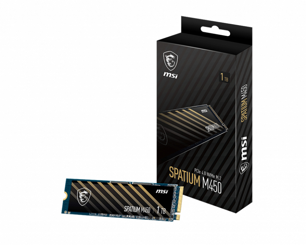 SSD | MSI SPATIUM M450 PCIE 4.0 NVME M.2 1TB — SSD SPATIUM M450 NVMe, 1TB, M.2, PCI Express 4.0, 3000 MB/s Escritura, 3600 MB/s Lectura