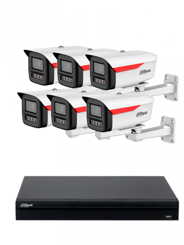 Kits de Vigilancia | DAHUA DH-IPC-HFW2249MP-S-LED-0360B-B-PRO+ NVR1108HS-8P-S — Kit de Vigilancia de 6 Cámaras IP Bullet con Grabadora de 8 Canales
