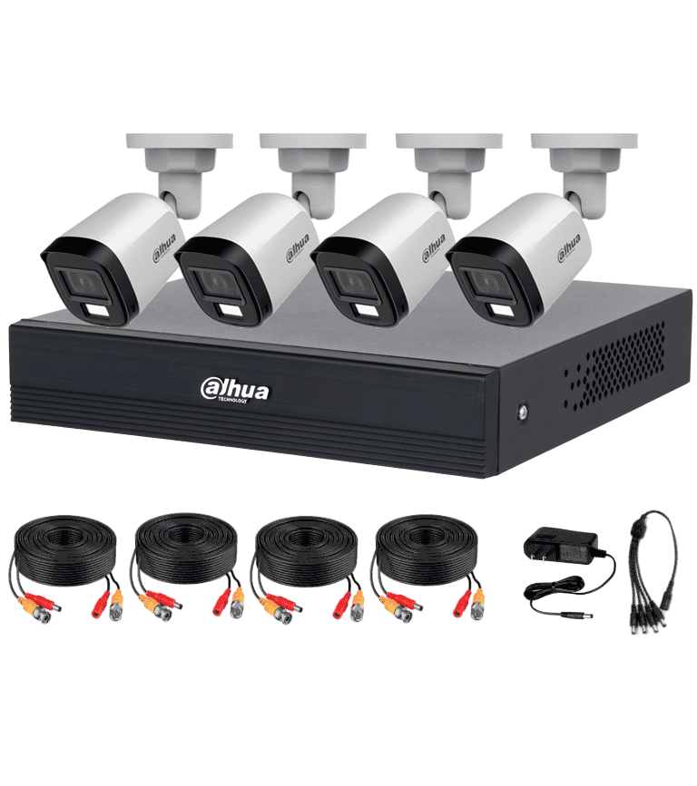 Kits de Vigilancia | DAHUA DHI-KIT/XVR1B04-I/T/4-B2A21N-U-IL-A-0280B — Kit de Vigilancia de 4 Cámaras IP Bullet con Grabadora de 4 Canales