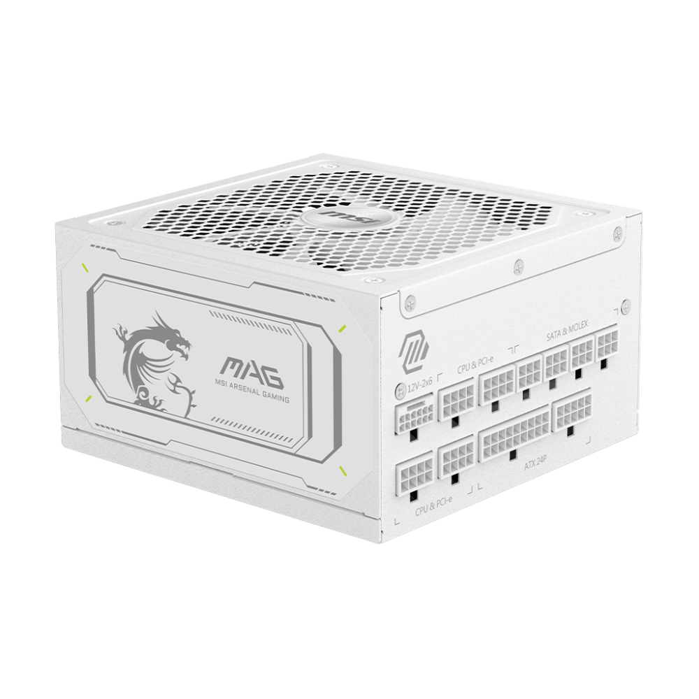 Fuentes de Poder para PC's | MSI MAG A1000GL PCIE5 WHITE — Fuente de Poder MAG A1000GL PCIE5 80 PLUS Gold ATX, Modular, 24-pin ATX, 12VHPWR, 135mm, 1000W