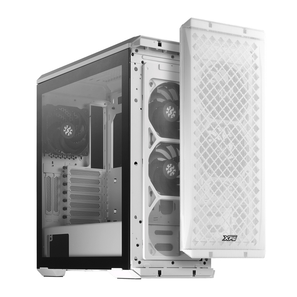 Gabinetes | XPG DEFENDER-WHCWW — Gabinete Defender, Midi-Tower, ATX/CEB/EATX/EEB/Micro-ATX/Mini-ITX, USB 3.0, sin Fuente, 3 Ventiladores Instalados, Blanco
