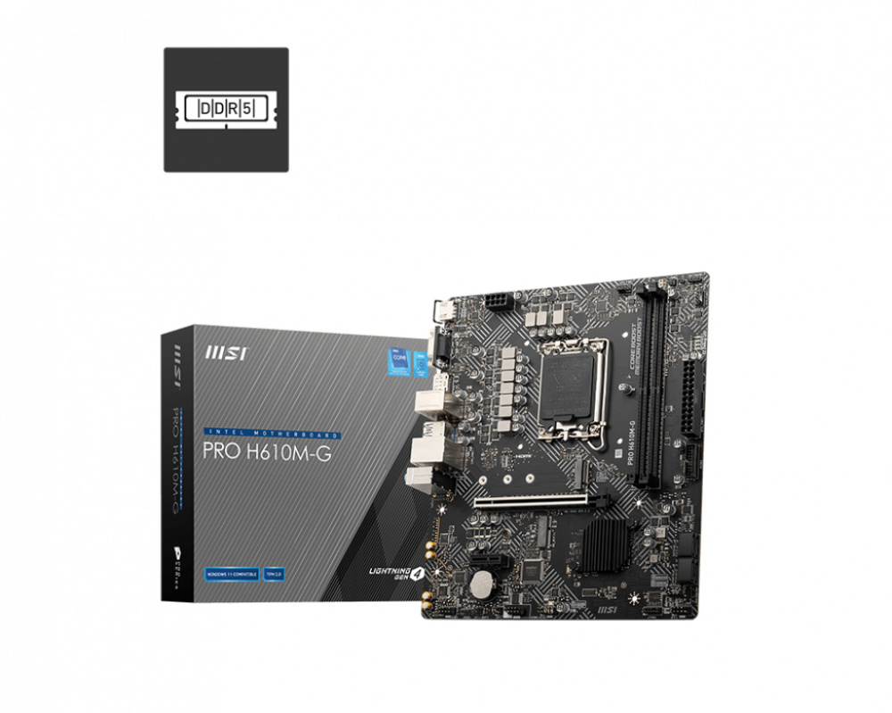 Tarjetas Madre | MSI PRO H610M-G DDR5 — Tarjeta Madre PRO H610M-G, Micro-ATX, LGA 1700, Intel H610, 96GB DDR5, HDMI/DP para Intel