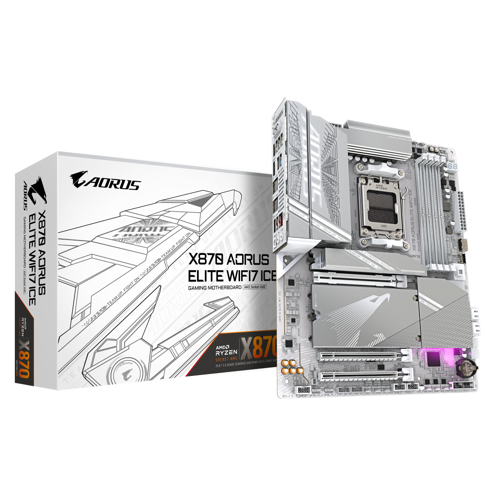 Tarjetas Madre | GIGABYTE Gigabyte X870 Aorus Elite WiFi7 ICE — Tarjeta Madre , ATX, Socket AM5, AMD X870, 256GB DDR5, HDMI para AMD