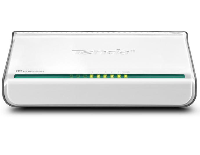 Switches | TENDA S105 — Switch Fast Ethernet Mini , 5 Puertos 10/100Mbps, 1 Gbit/s, 1000 Entradas – No Administrable