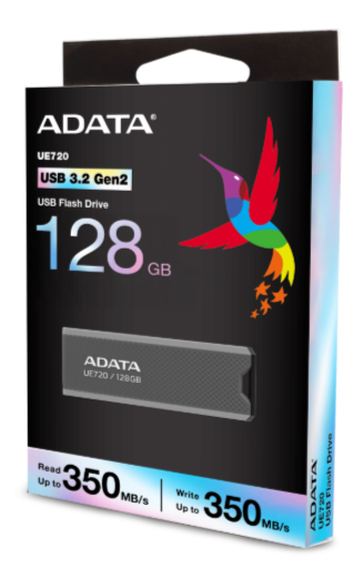 Memorias USB | ADATA UE720-128G-CGY/BK — Memoria USB UE720, 128GB, USB-A 3.2, Lectura 350MB/s, Gris
