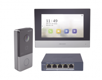 Videoporteros | HIKVISION DS-KIS603-P/S — Videoportero/Interfon , 7", Altavoz, Alámbrico/Inalámbrico, Plata/Negro