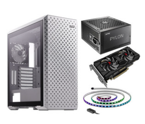 Gabinetes | XPG DEFENDER PRO-WHCWW/BDL2 — Gabinete Defender Pro con Ventana ARGB, Midi-Tower, ATX/CEB/EATX/EEB/Micro ATX/Mini-ITX, USB 3.0, sin Fuente, Blanco ― Incluye Tira Led ARGB, Fuente de Poder Pylon 850W y Tarjeta de Video PNY GTX 1660