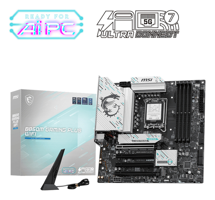 Tarjetas Madre | MSI B860M GAMING PLUS WIFI — Tarjeta Madre , Micro-ATX, LGA 1851, Intel B860, 256GB DDR5, HDMI/DP para Intel