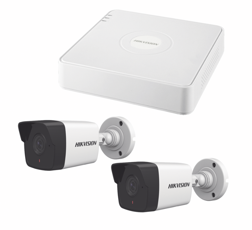 Kits de Vigilancia | HIKVISION KIPCSTART — Kit de Vigilancia DS-7104NI-Q1/4P(C) de 2 Cámaras IP Bala y 4 Canales, con Grabadora