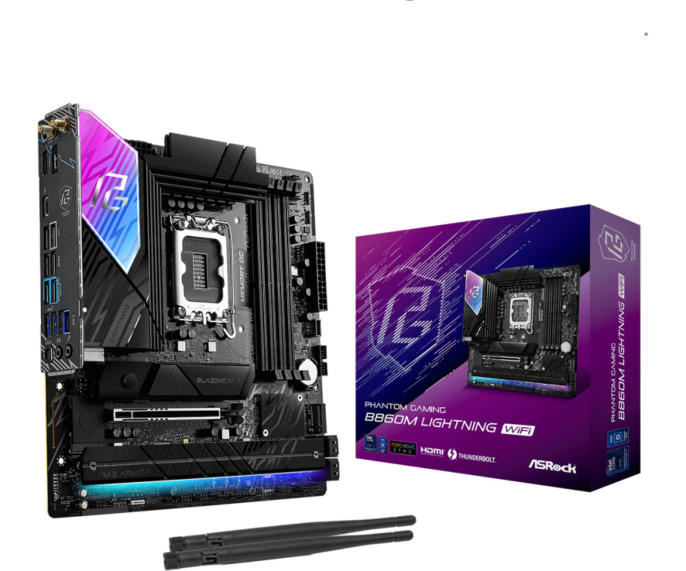 Tarjetas Madre | ASROCK B860M Lightning WiFi — Tarjeta Madre , Micro-ATX, LGA 1851, Intel B860, 256GB DDR5, HDMI/DP para Intel