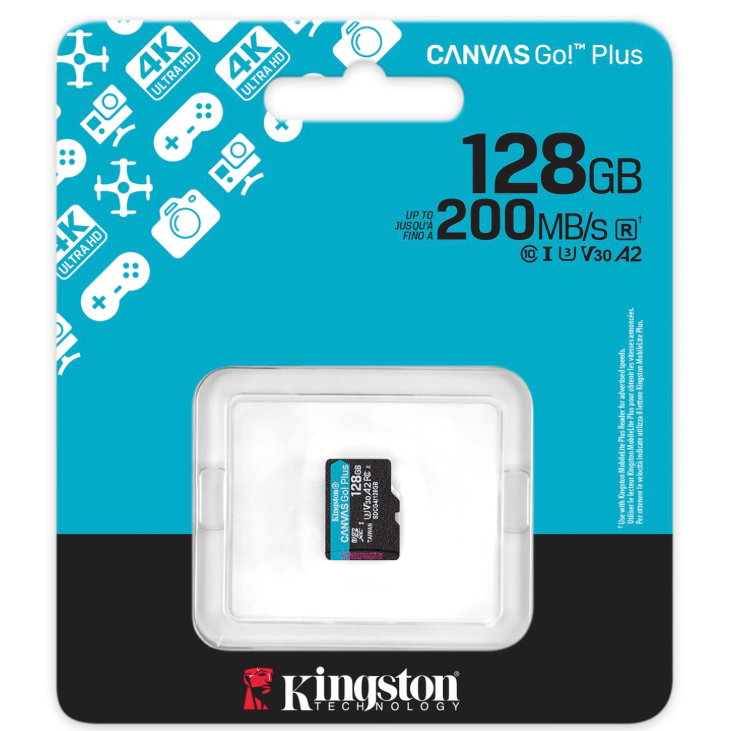 Memorias Flash | KINGSTON SDCG4/128GBSP — Memoria Flash Canvas Go! Plus, 128GB MicroSDXC UHS-I Clase 10, con Adaptador