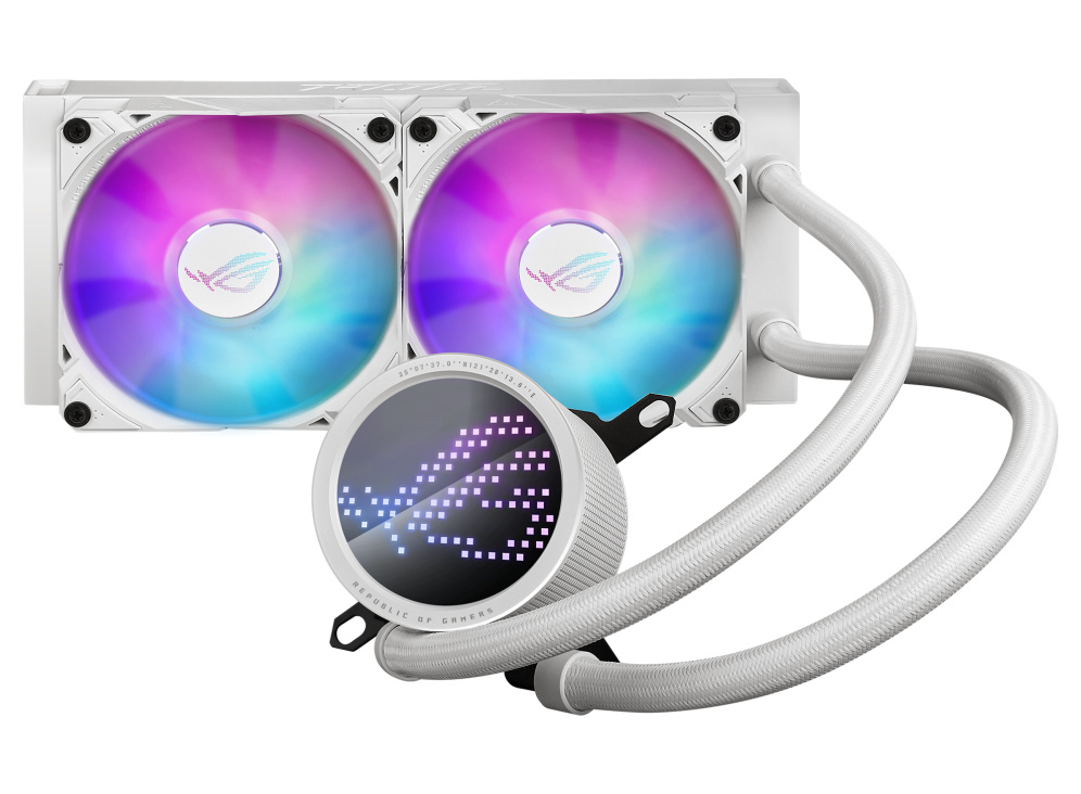 Enfriamiento Líquido | ASUS ROG RYUO III 240 ARGB WHT — ROG RYUO 240 WHITE Enfriamiento Líquido para CPU, 2x 120mm, hasta 2200RPM, Blanco