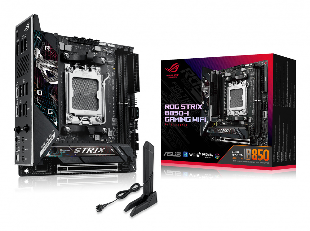 Tarjetas Madre | ASUS 90MB1K30-M0EAY0 — Tarjeta Madre ROG STRIX B850-I GAMING WIFI, Mini-ITX, Socket AM5, AMD B850, 96GB DDR5, HDMI/DP para AMD