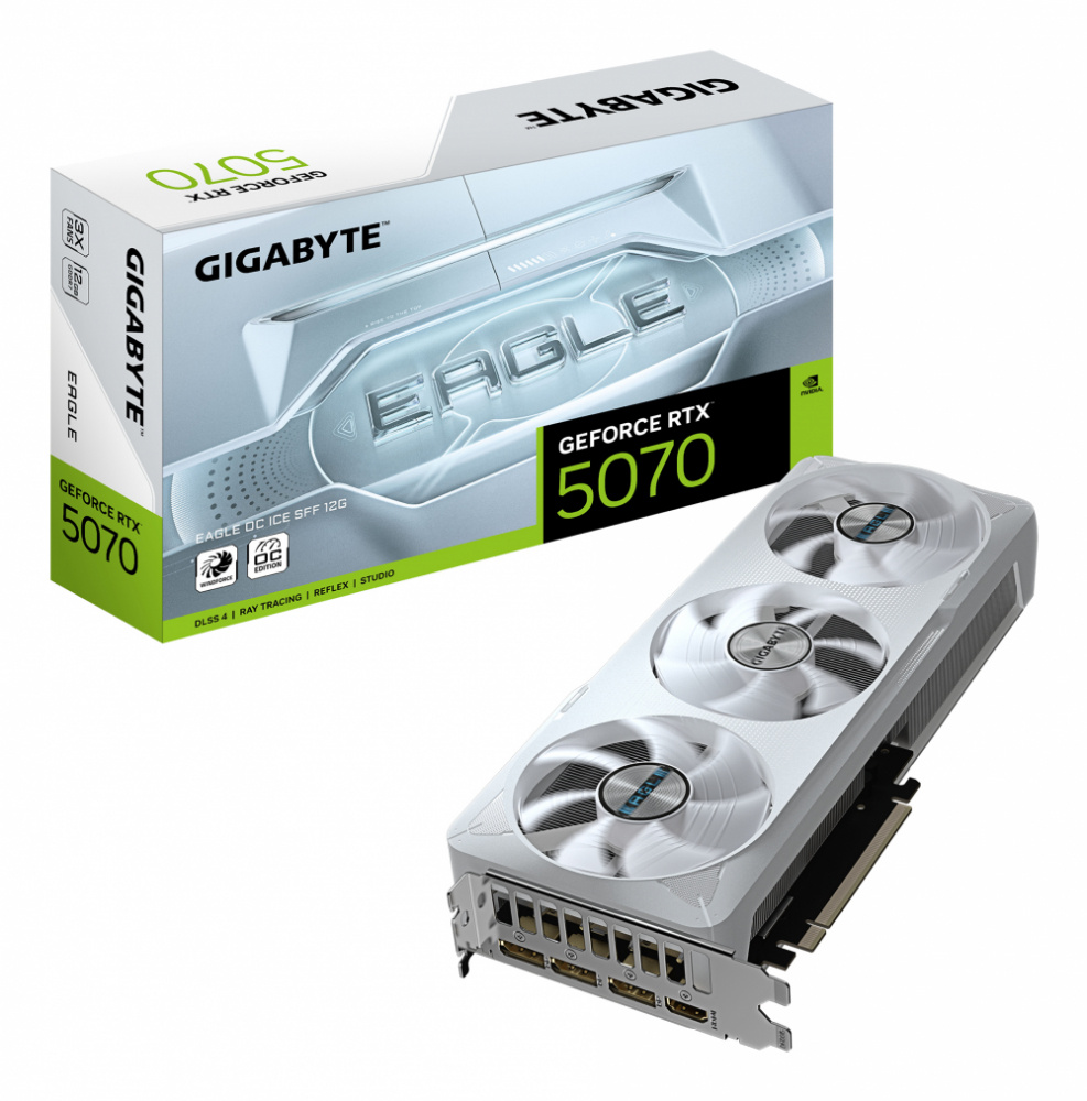 Tarjetas de Video | GIGABYTE GV-N5070EAGLEOC ICE-12GD — Tarjeta de Video NVIDIA GeForce RTX 5070 EAGLE OC ICE SFF, 12GB 192-bit GDDR7, PCI Express x16 5.0