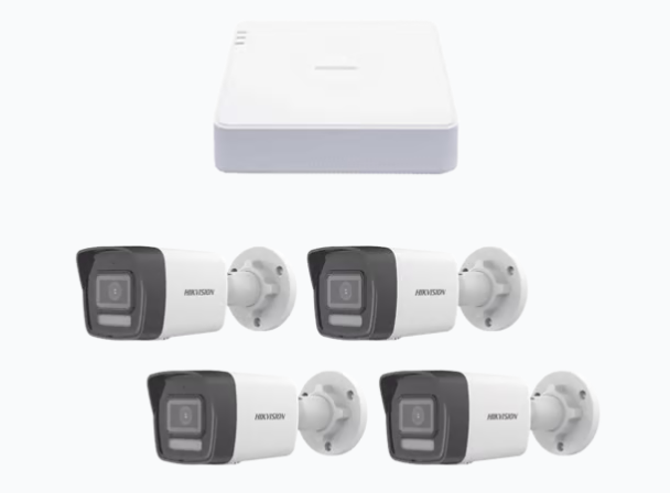Kits de Vigilancia | HIKVISION KIPCV2M/4B — Kit de Vigilancia ColorVu KIPCV2M de 4 Cámaras IP Bullet y 4 Canales, con Grabadora