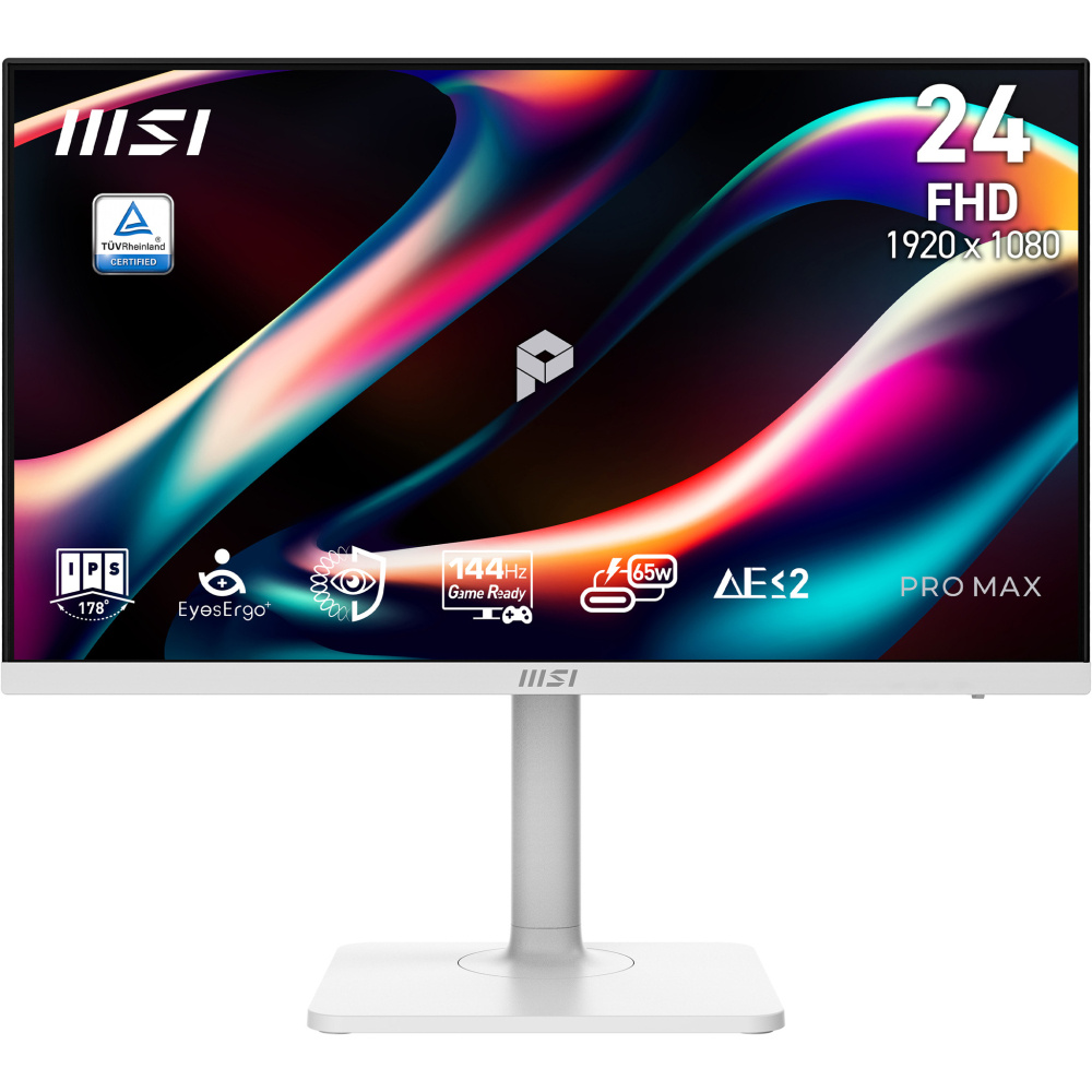 Monitores | MSI PRO MAX 241PHW E14 — Monitor Gamer LCD IPS 23.8", 1920x1080 Full HD, 144Hz, HDMI/DisplayPort, Bocinas Integradas, Blanco