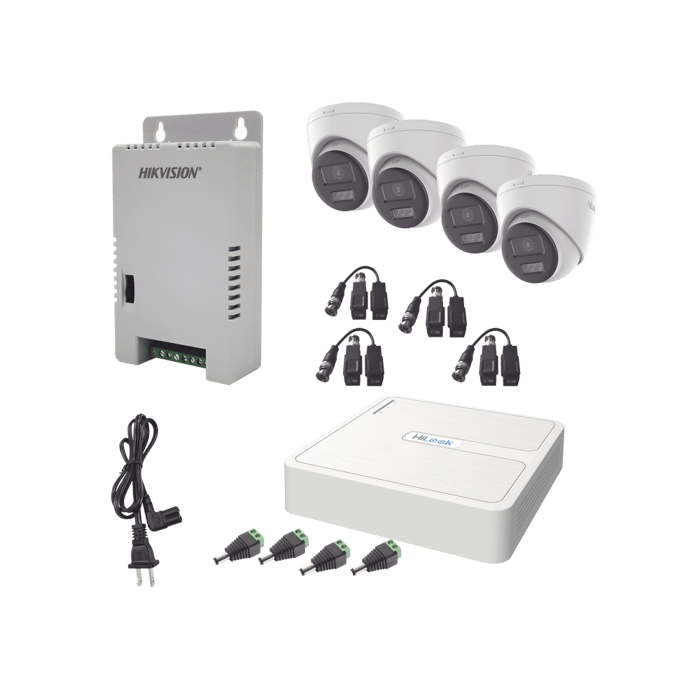 Kits de Vigilancia | HIKVISION HL-1080P-4E-TWA — Kit de Vigilancia de 4 Cámaras CCTV Domo con Grabadora de 4 Canales
