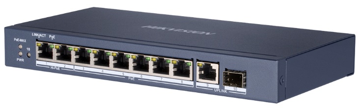Switches | HIKVISION DS-3E0510HP-E — Switch Gigabit Ethernet , 6 Puertos PoE 10/100/1000Mbps + 2 Puertos Hi-PoE, 20Gbit/s, 4000 Entradas - No Administrable