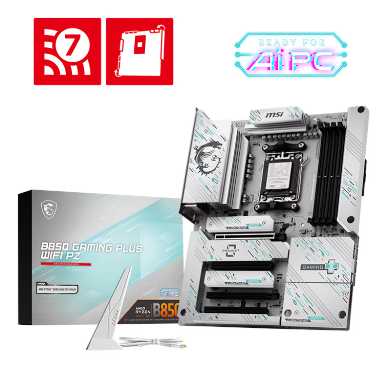 Tarjetas Madre | MSI B850 GAMING PLUS WIFI PZ — Tarjeta Madre , ATX, Socket AM5, AMD B850, 256GB DDR5, DP para AMD
