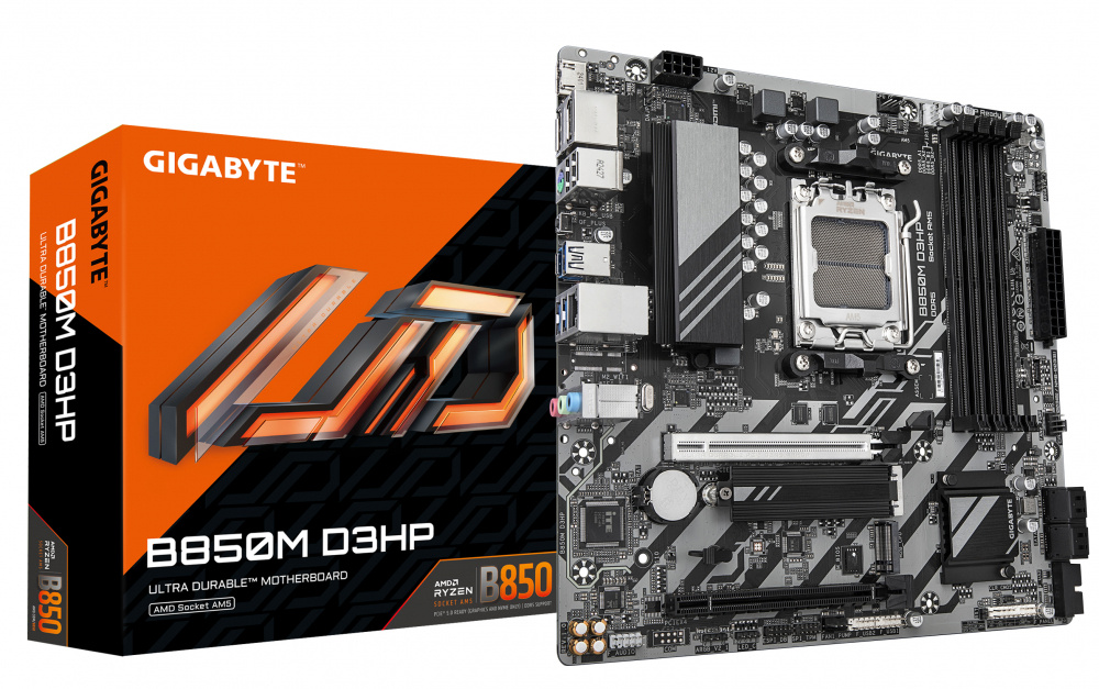 Tarjetas Madre | GIGABYTE B850M D3HP — Tarjeta Madre , Micro-ATX, Socket AM5, AMD B850, 256GB DDR5, HDMI/DP para AMD