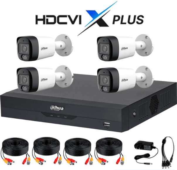 Kits de Vigilancia | DAHUA DH-KIT/XVR5104HS-4KL-I3/T/4-HFW1500RMN-IL-T — Kit de Vigilancia de 4 Cámaras CCTV Bullet con Grabadora de 4 Canales