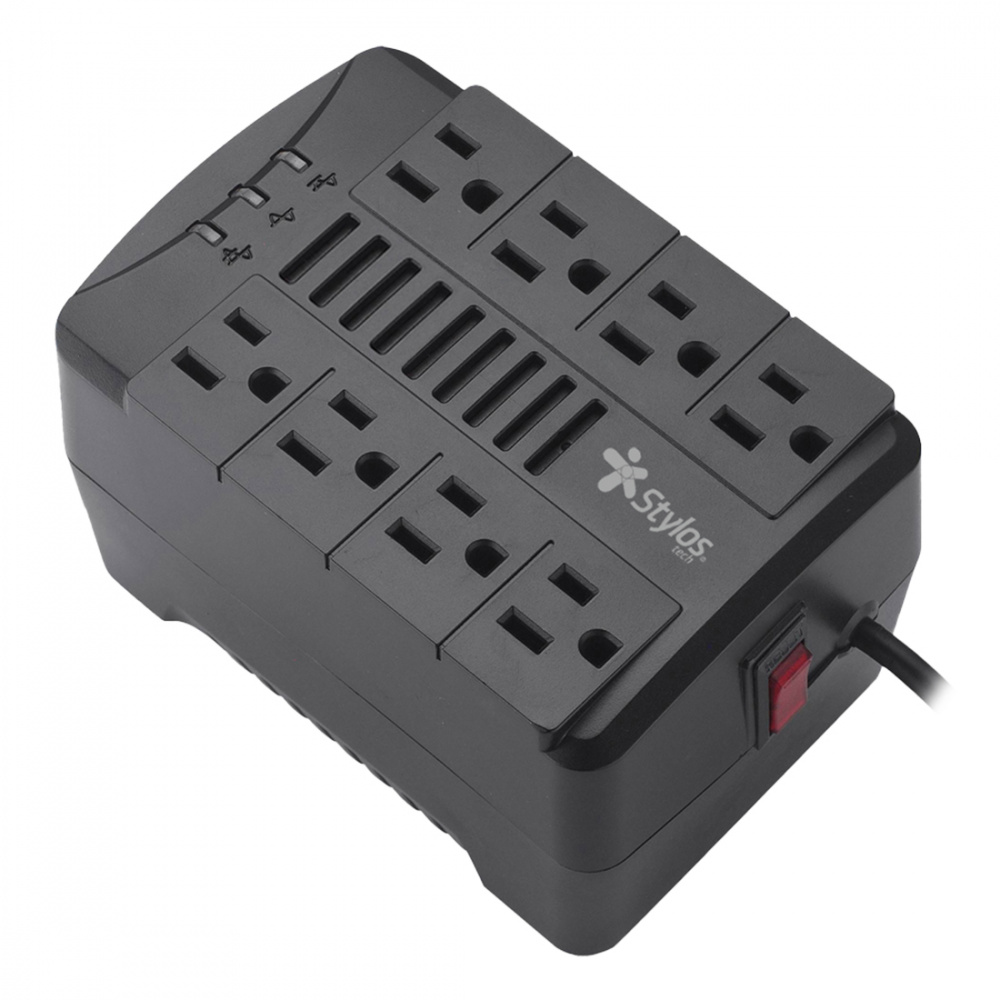 Reguladores de Voltaje | STYLOS STRE650B — Regulador , 650W, 1.2kVA, Entrada 98 - 139V, Salida 108 - 132V, 8 Salidas
