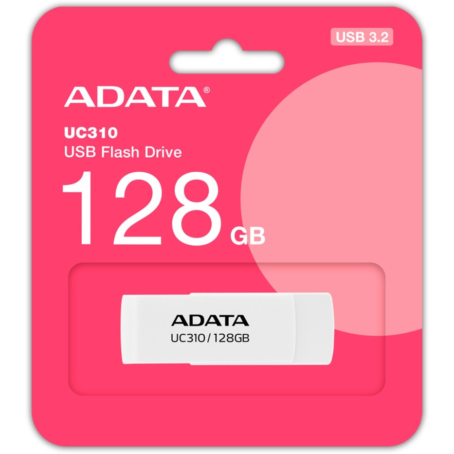 Memorias USB | ADATA UC310-128G-RWH — Memoria USB UC310, 128GB, USB 3.2, Lectura 100 MB/s, Blanco