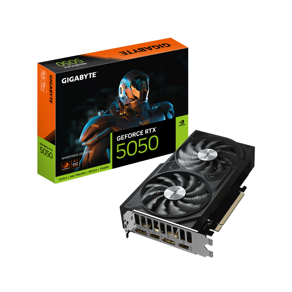 Tarjetas de Video | GIGABYTE GV-N5050WF2OCV2-8GD — Tarjeta de Video NVIDIA GeForce RTX 5050, 8GB 128-bit GDDR6, PCI Express 5.0, Mín. 550W