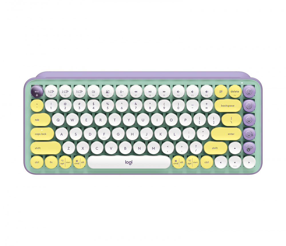 Teclados | LOGITECH 920-010714 — Teclado Pop Keys, Teclado Mecánico, Inalámbrico, Menta/Violeta/Blanco/Amarillo (Español)