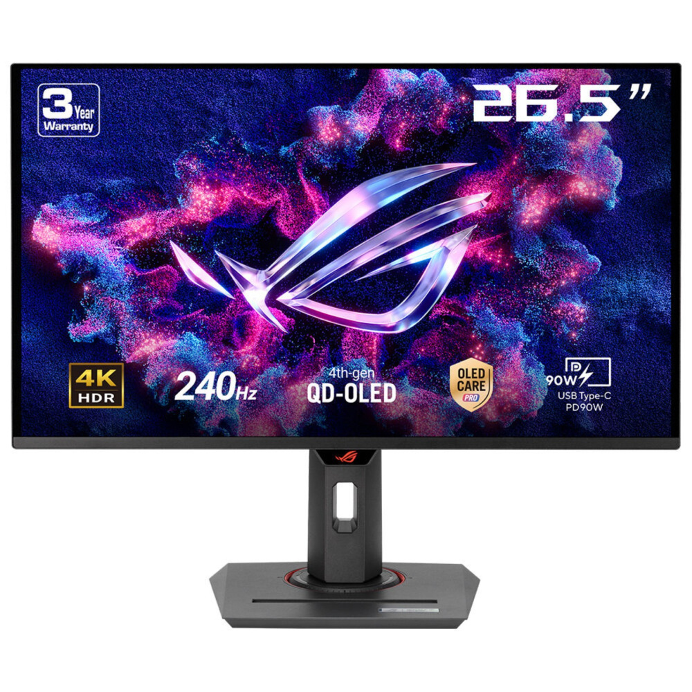 Monitores | ASUS XG27UCDMG — Monitor Gamer ROG Strix QD-OLED 26.5", 3840x2160 4K Ultra HD, G-Sync/FreeSync, 240Hz, HDMI/DisplayPort, Negro