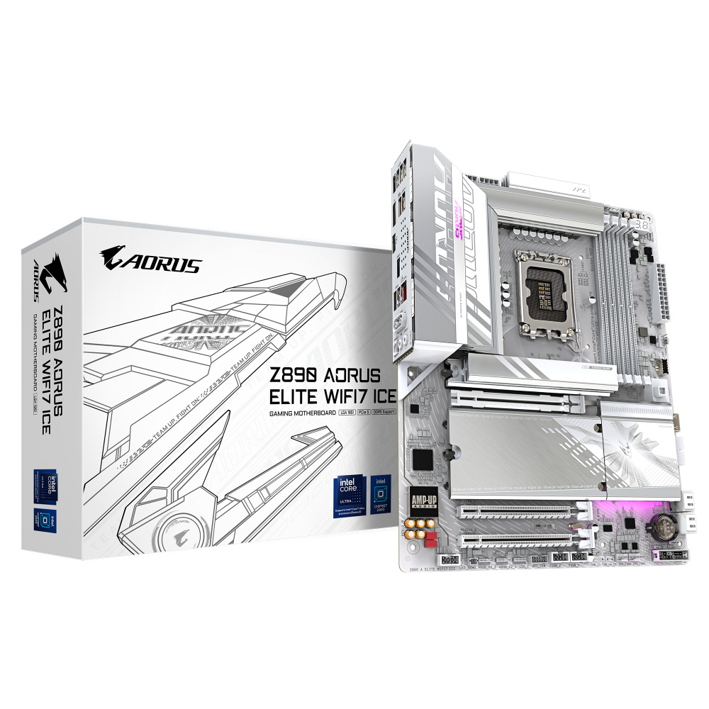 Tarjetas Madre | AORUS Z890 A ELITE WF7 ICE — Tarjeta Madre Z890 ELITE WIFI7 ICE, ATX, LGA 1851, Intel Z890, 256GB DDR5, HDMI/DP para Intel