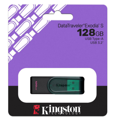 Memorias USB | KINGSTON KC-U3C128-7TG — Memoria USB DataTraveler Exodia S, 128GB, USB-A 3.2 Gen 1, Negro