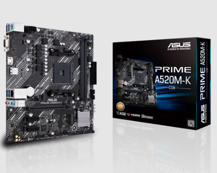 Tarjetas Madre | ASUS PRIME A520M-K/CSM — Tarjeta Madre , Micro-ATX, Socket AM4, AMD A520, 64GB DDR4, HDMI para AMD