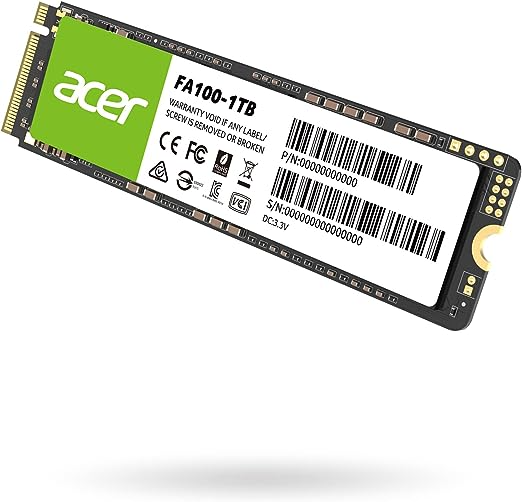 SSD | ACER BL.9BWWA.120 — SSD FA100 NVMe, 1TB, M.2, PCI Express 3.0, 2700 MB/s Escritura, 3300 MB/s Lectura