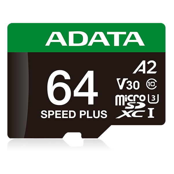 Memorias Flash | ADATA UD64GUI3V30A2SP-RA1 — Memoria Flash Speed Plus, 64GB MicroSDXC UHS-I Clase 10, con Adaptador