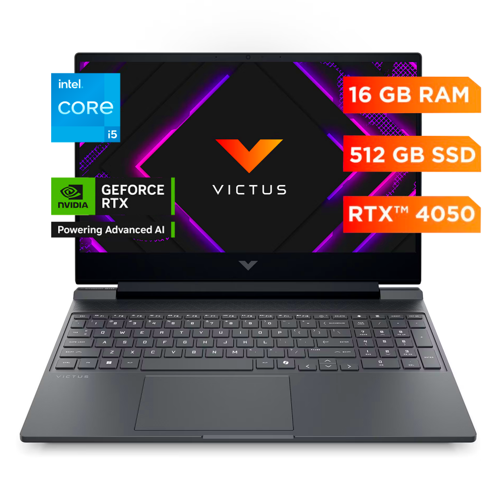 Laptops | HP B5EQ3UA-ROW — Laptop Gamer Victus, 15.6" 1920x1080 Full HD, Intel Core i5-13420H, NVIDIA GeForce RTX 4050, 16GB, 512GB SSD, Windows 11 Home, Inglés