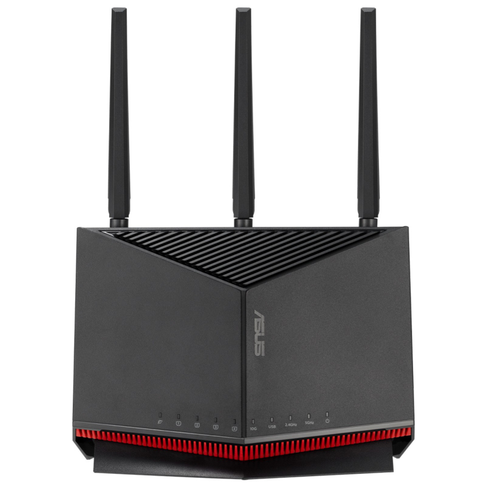 Router | ASUS RT-BE86U — Router Gaming MU-MIMO Firewall, Wi-Fi 7, 4 x RJ-45 5764 Mbit/s WLAN, Inalámbrico, Doble Banda 2.4/5 GHz, 4 Antenas Externas