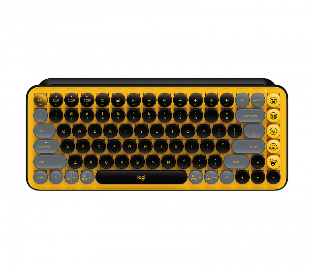 Teclados | LOGITECH 920-010713 — Teclado Pop Keys, Teclado Mecánico, Inalámbrico, Negro/Gris/Amarillo (Español)