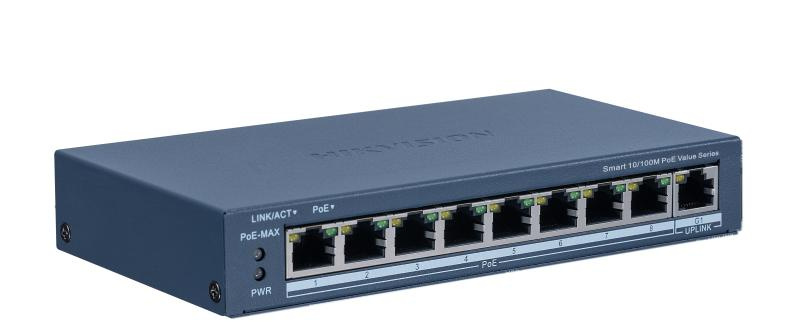 Switches | HIKVISION DS-3E1309P-EI/M — Switch Fast Ethernet , 8 Puertos PoE 10/100 Mbps + 1 Puerto Uplink, 30W, 3.6 Gbit/s, 8.000 Entradas - Administrable