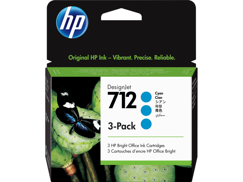 Cartuchos | HP 3ED77A — Cartucho DesignJet 712 Cian, 29ml - 3 Piezas