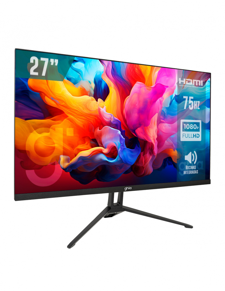 Monitores | GHIA MNLG-35 — Monitor MG2723 LED 27", 1920x1080 Full HD, 75Hz, HDMI, Bocinas Integradas, Negro