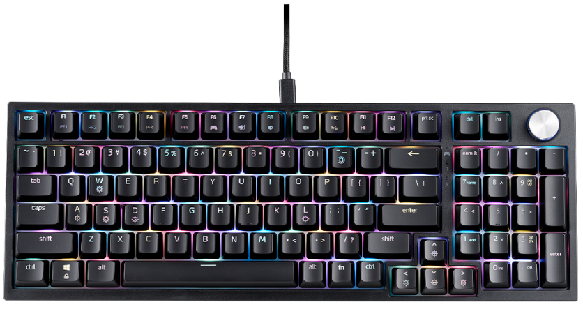 Teclados | XPG SORCERERRD-BKCES — Teclado Gamer SORCERER LED RGB 96%, Teclado Mecánico, Red Switch, Alámbrico, USB, Negro, Español