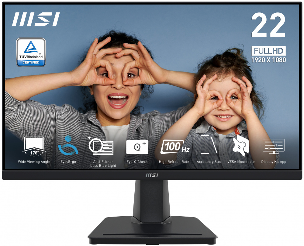 Monitores | MSI PRO MP225V — Monitor LED VA 21.4", 1920x1080 Full HD, 100Hz, HDMI, Negro