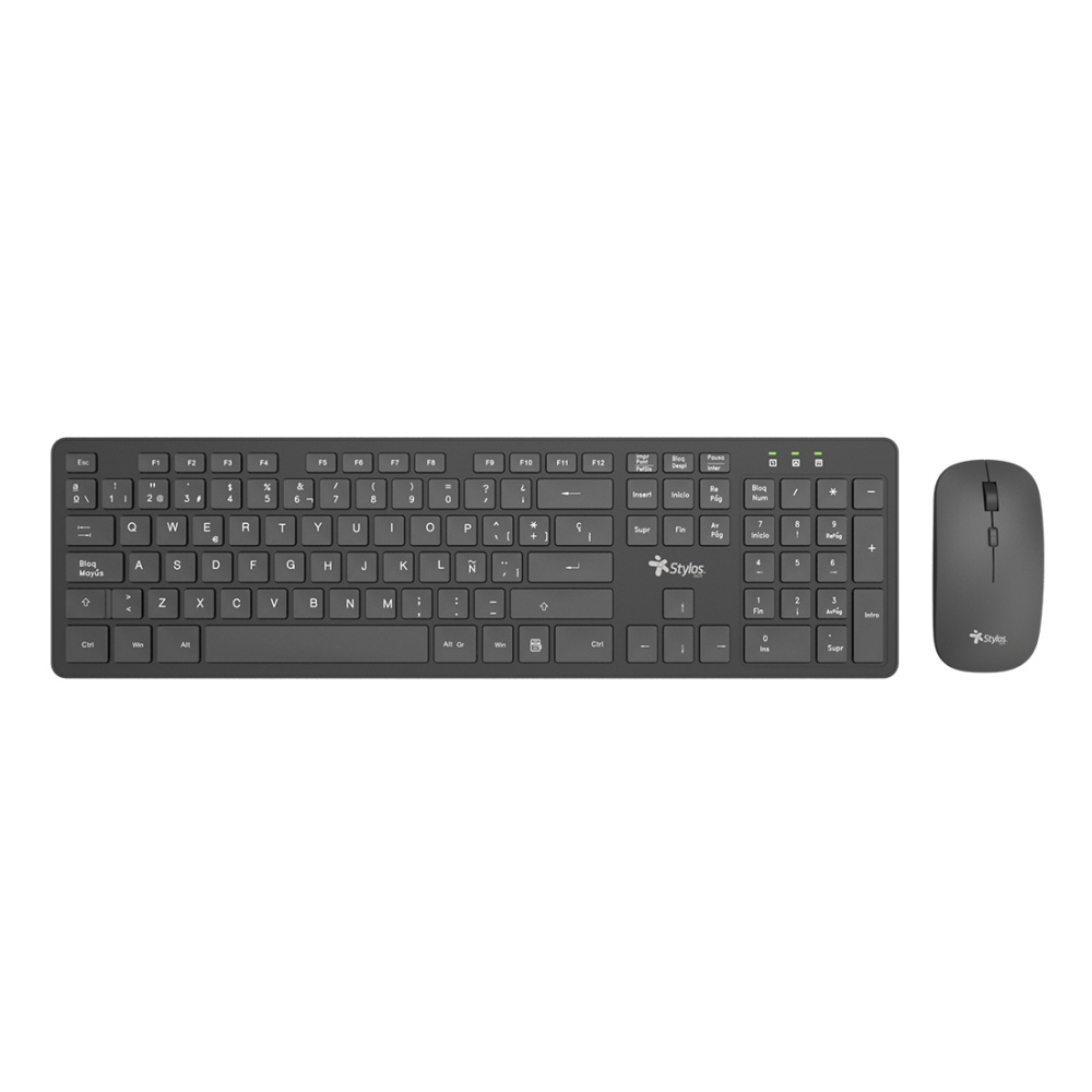 Kits de Teclado y Mouse | STYLOS STPKTM5B — Kit de Teclado y Mouse SKM100, Inalámbrico, USB, Negro, Español