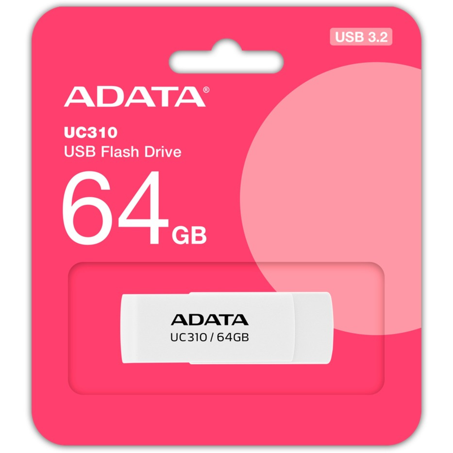 Memorias USB | ADATA UC310-64G-RWH — Memoria USB UC310, 64GB, USB 3.2, Lectura 100 MB/s, Blanco