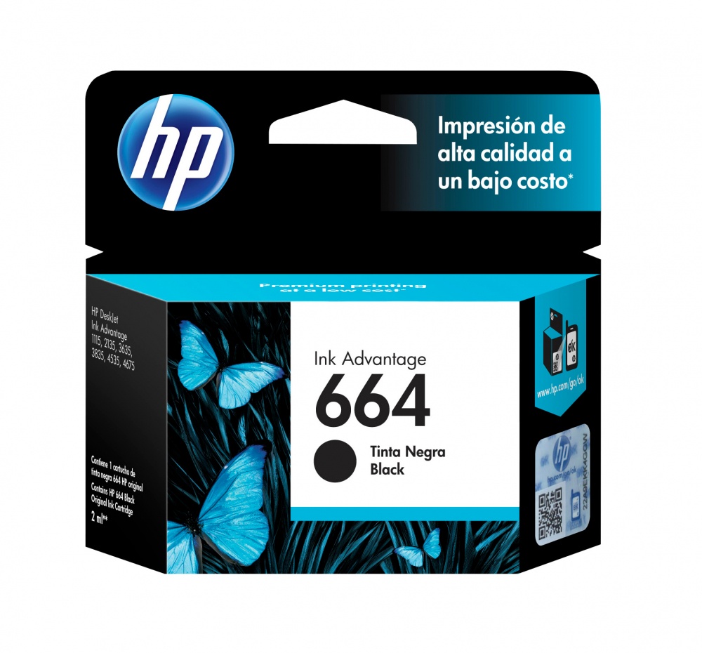 Cartuchos | HP F6V29AL — Cartucho 664 Negro Original, 120 Páginas